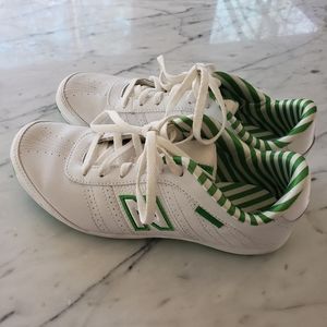 White and Green New Balance Sneakers